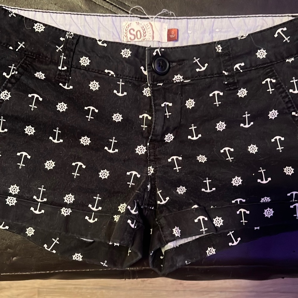 S0 brand size 0 anchor print black shorts